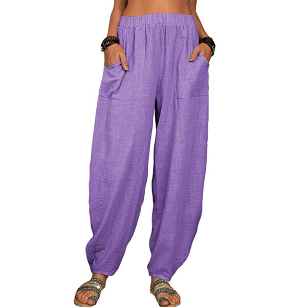 Casual Loose Harem Pants Summer Fashion Solid Color Pockets Trousers Womens Clothing - Image 7