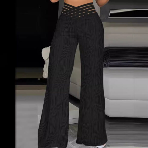 Jacquard Stretch Fabric Bootcut Pants Women - Image 6