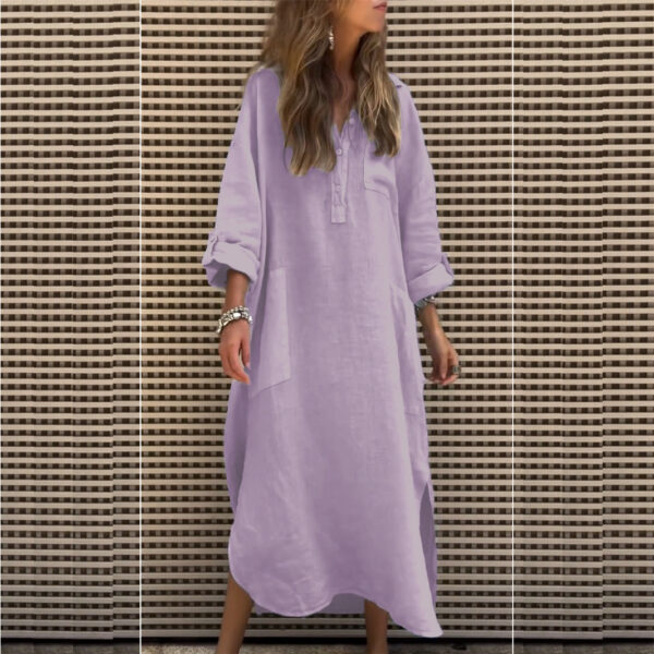New Autumn And Winter Elegant Solid Color Irregular Dress - Image 6