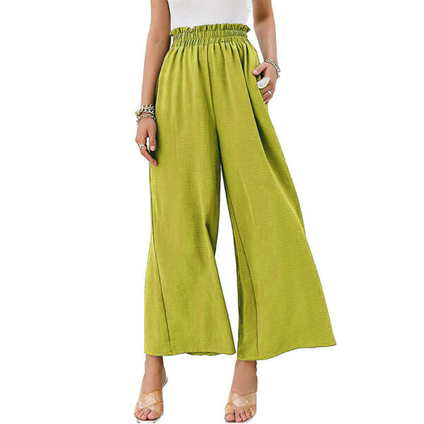 Women Trousers Solid Color Wide Leg High Waist Pants Casual Loose Pants - Image 10