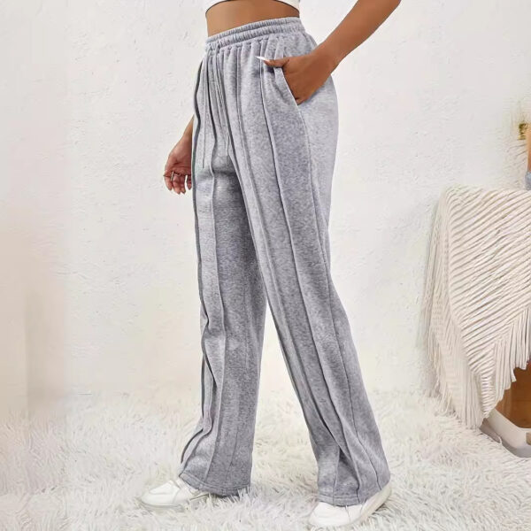 Gray Sweatpants Women's High Waist Wide Leg Loose - Image 9
