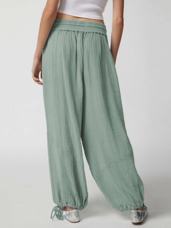 Loose Wide Leg Pants Women Drawstring Leggings Trousers - Image 3