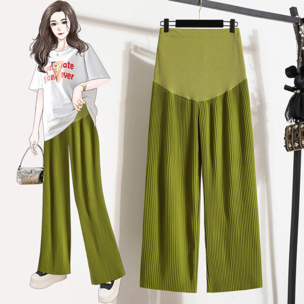 Women's Fashion Casual Pleated Ice Silk Maternity Pants - Image 2