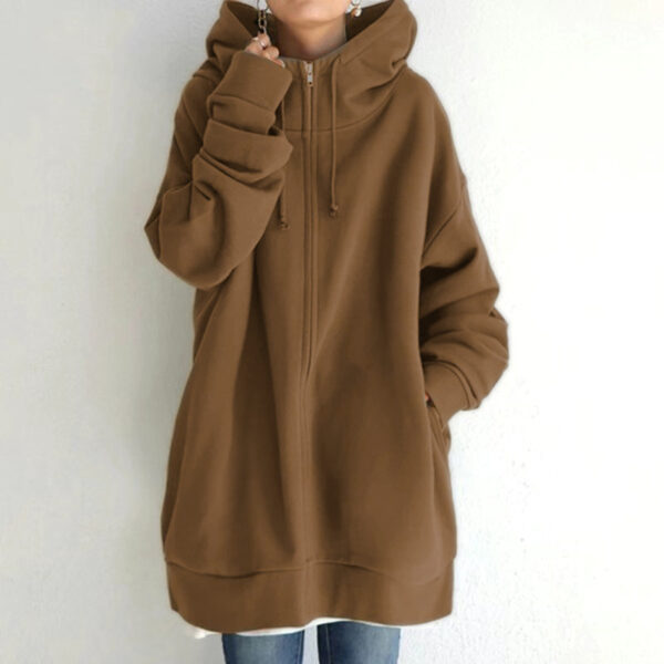 Women's Fuzzy Hoodies Long Sport Pullover Hoodie Full-Zip Hoodie Sweatshirt - Image 6