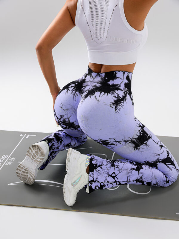 High-Waist Tummy Control Flare Yoga Pants For Women, Tie-Dye Stretch Slimming Bootcut Workout Pants, Fitness & Sports Activewear - Image 4