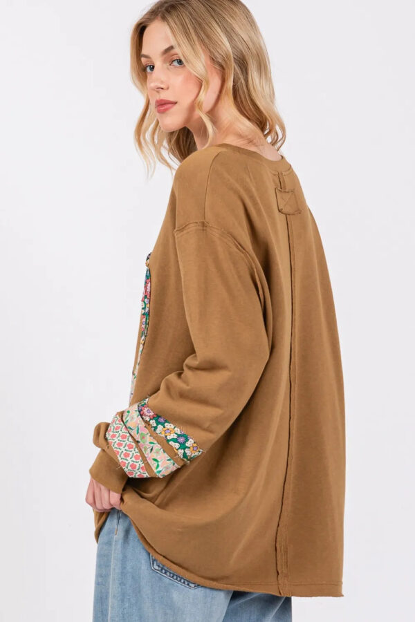 SAGE FIG Peace Applique Patch Long Sleeve Top - Image 3