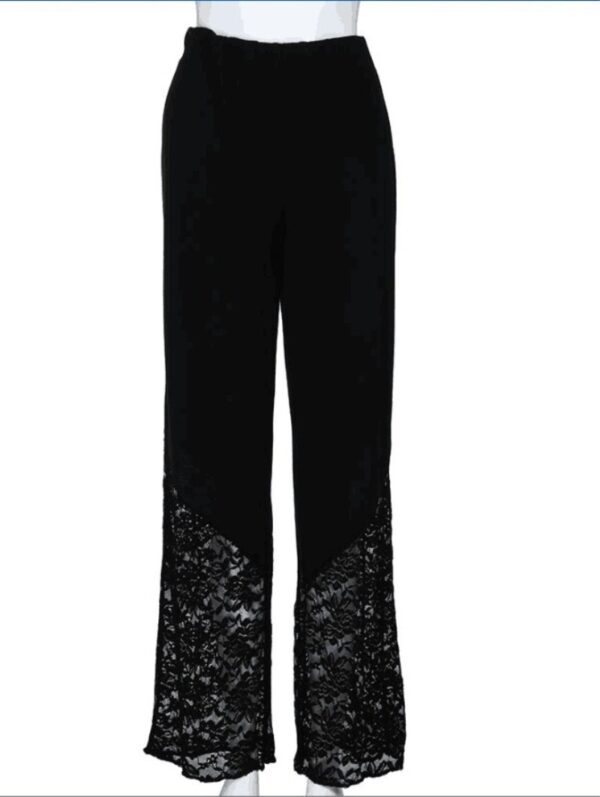 Plus Size Women's Casual Stitching Lace Plump Girls Wide-leg Pants - Image 5
