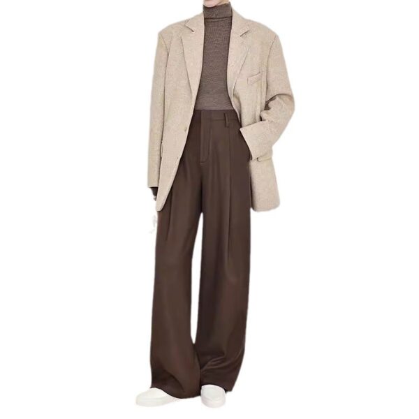 Draped Suit Pants Maillard Wide-leg Pants - Image 6
