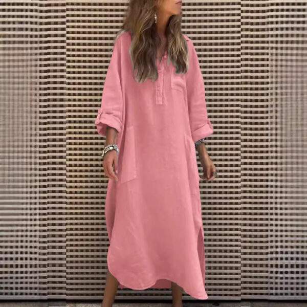 New Autumn And Winter Elegant Solid Color Irregular Dress - Image 4