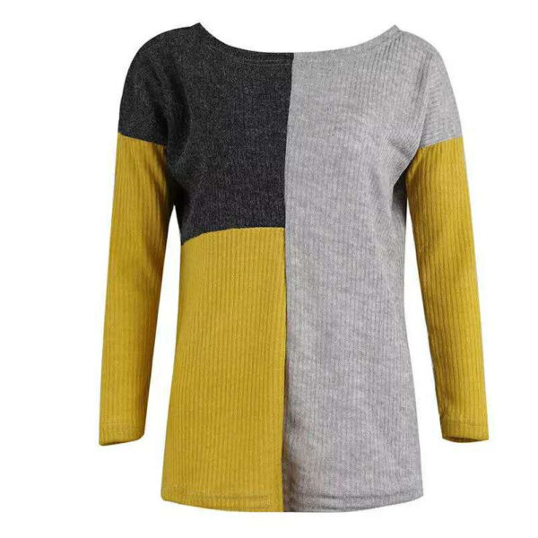 Versatile Loose Fitting Pullover For Outerwear, Color Blocked Knit Sweater For Women's Wear - Image 4