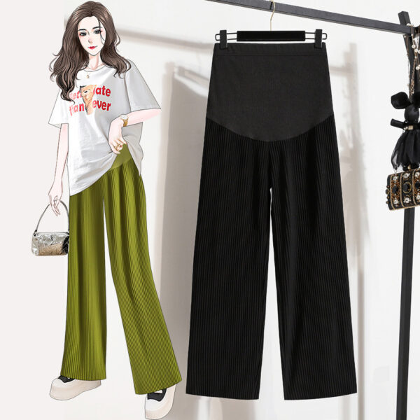 Women's Fashion Casual Pleated Ice Silk Maternity Pants - Image 6