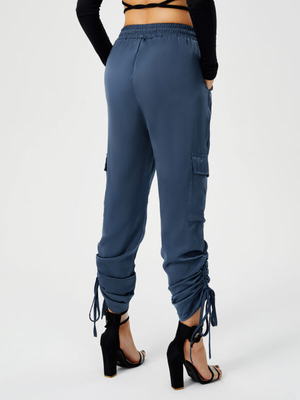 Women's Satin Jogger Pants Casual High Waist Long Lounge Pant Trousers With Pockets - Image 4