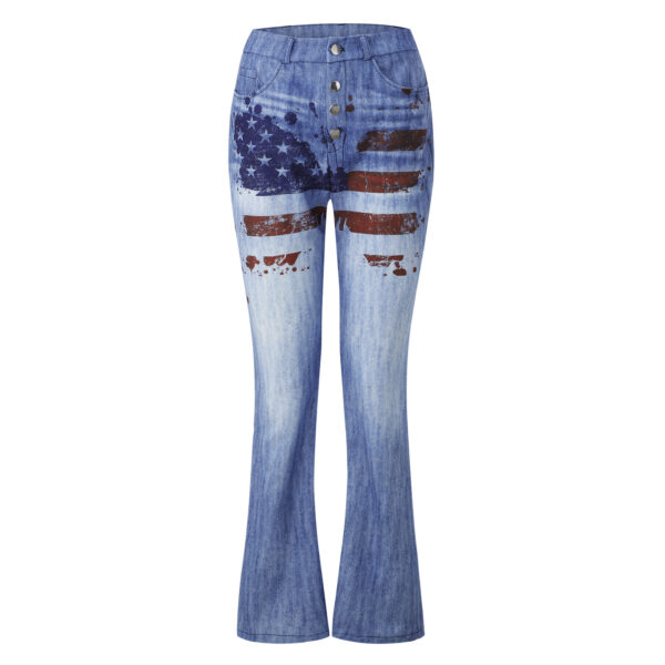 Imitation Jeans Plus Size Women's Casual Pants Floral Thin Trousers - Image 7