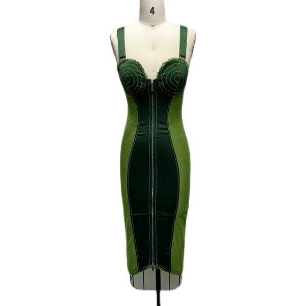 Army Green Sling Slim Temperament Dress - Image 7