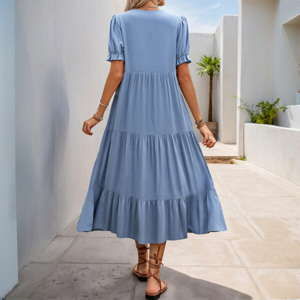 Women's A- Swing Mid-length Stand Collar Dress - Image 5