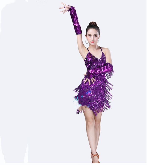 New Fringed Skirt Latin Dance Skirt Sequin Dance Dress Stage Performance - Image 2