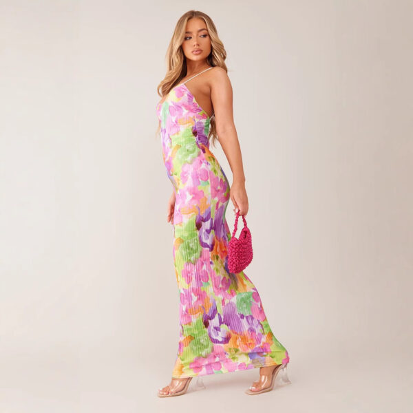 Fashion Women's Wear Sling Pleated Printing Dress - Image 9
