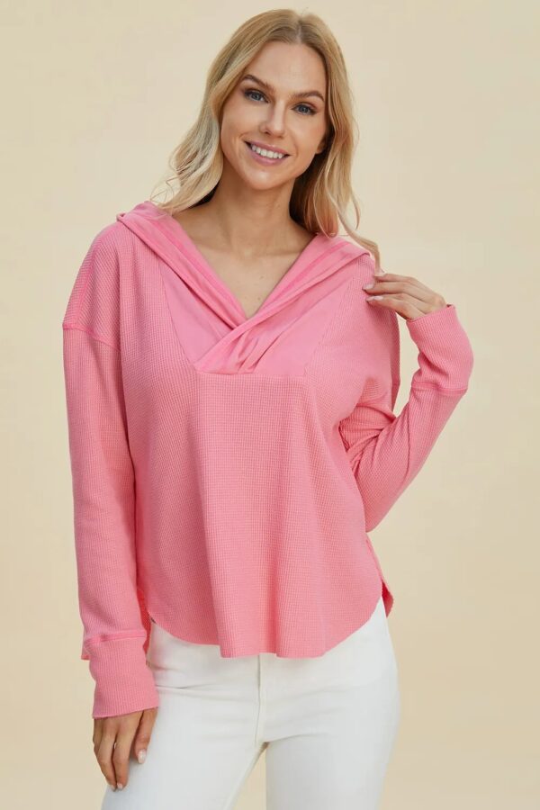 Double Take Full Size High-Low Dropped Shoulder Long Sleeve Hoodie - Image 8