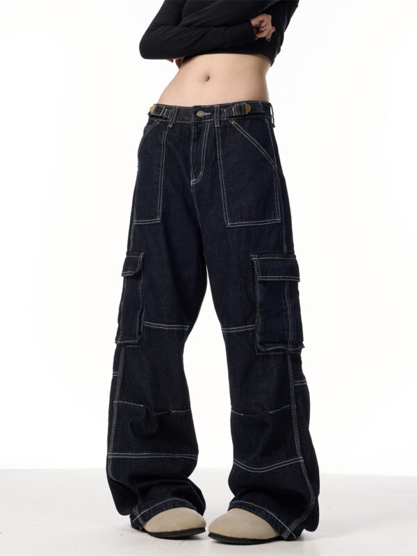 Vintage Stripe Straight Cargo Jeans - Image 2