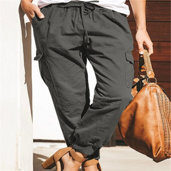 Women Pants Sweatpants Pockets Elastic Waist Jogger Pants Lounge Trousers - Image 2