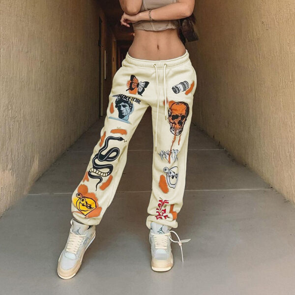 Women's Pants Skull Element Trend Printing Plus Velvet - Image 9