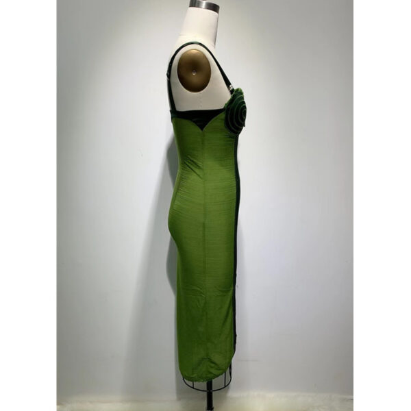 Army Green Sling Slim Temperament Dress - Image 8
