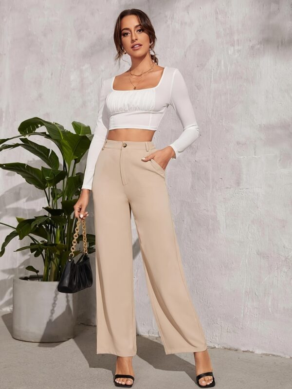 Wide Leg Draping Effect Commuter Loose Trousers - Image 4