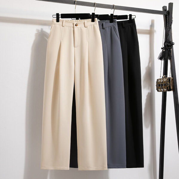 Wide Leg Women's High Waist Loose Straight Suit Pants - Image 2