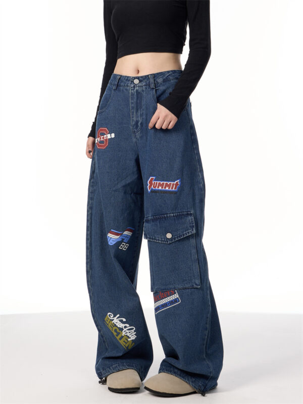 American Retro Stamp Printing Cargo Jeans - Image 5