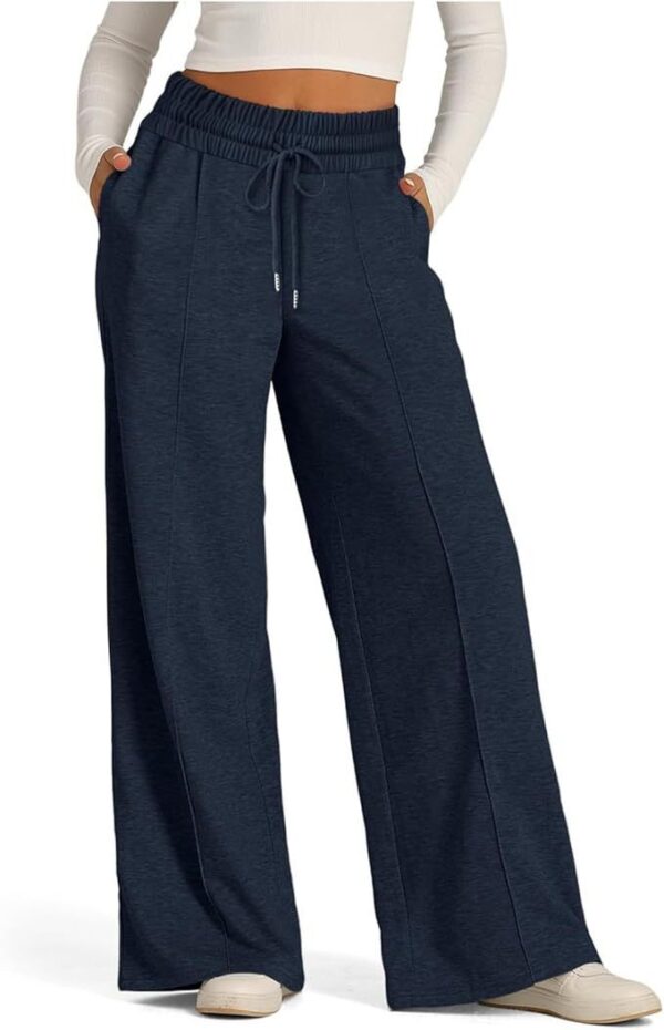 Women's Solid Color Casual Wide Leg Drawstring Elastic Waist Sweatpants - Image 9