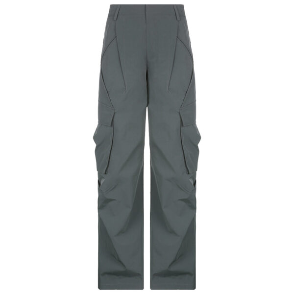 Crumpled Design Irregular Pockets Loose Wide Leg Trousers Casual Mopping Pants - Image 5