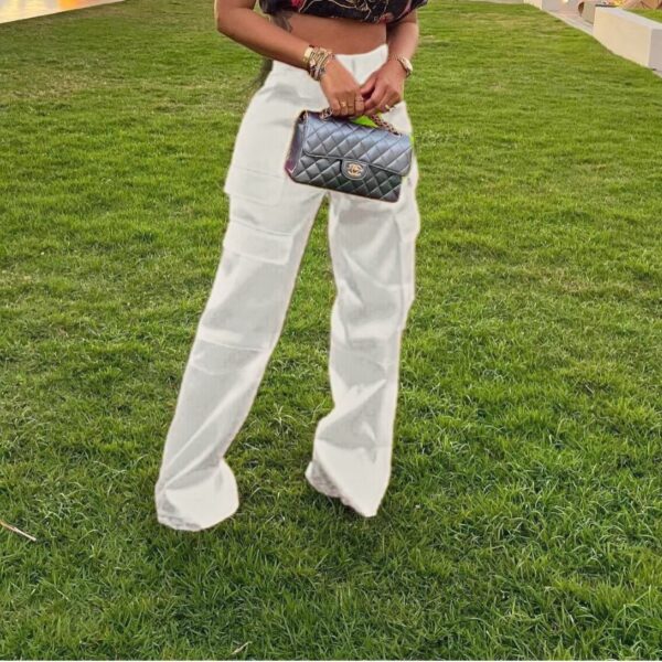 Fashion Casual Zipper Solid Color Multi-pocket Straight-leg Pants - Image 2