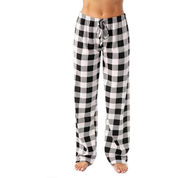 Drawstring Plaid Print Trousers Casual Loose Sports Home Pants Women - Image 9
