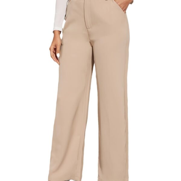Wide Leg Draping Effect Commuter Loose Trousers - Image 3