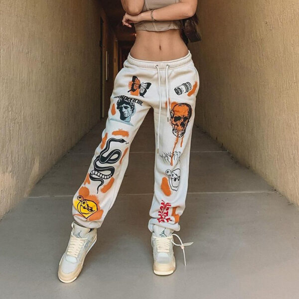 Women's Pants Skull Element Trend Printing Plus Velvet - Image 4