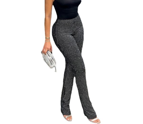New Fashion Simple Heavy Industry Slimming Rhinestone Shiny Slim Fit Leggings - Image 5