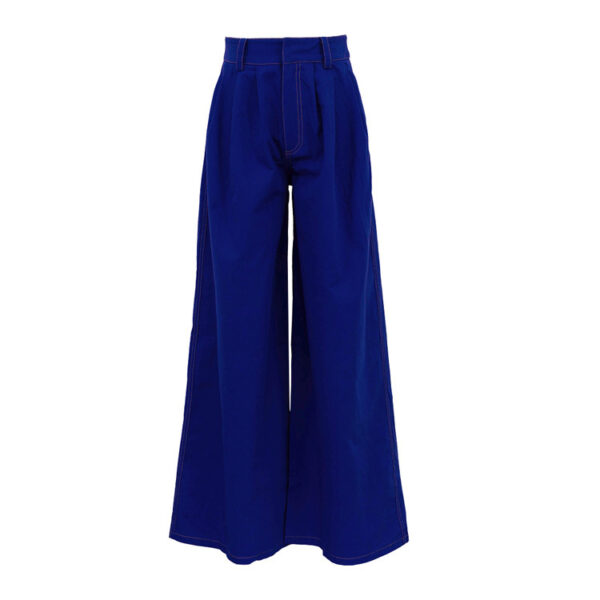 Double-pocket Blue Wide-leg Pants - Image 5