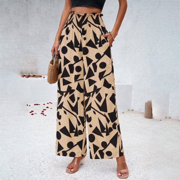 Elegant Printed Trousers Summer Loose Elastic High Waist Straight Pants For Beach Vacation Womens Clothing - Image 4