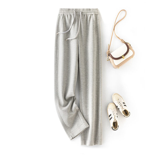 Autumn And Winter New Soft Glutinous Wool Straight Elastic Waist Long Sweatpants - Image 3