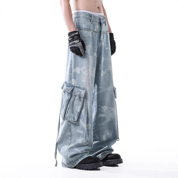 American Retro Tie-dyed Denim Overalls - Image 5