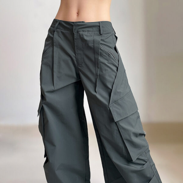 Crumpled Design Irregular Pockets Loose Wide Leg Trousers Casual Mopping Pants - Image 2