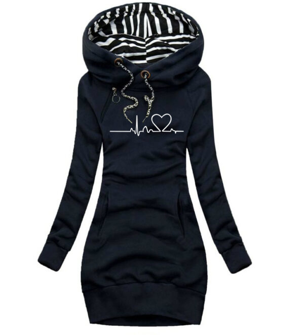 Heart Print Long Clothes Women Hoodie Sweatshirt Pullover Tops - Image 4