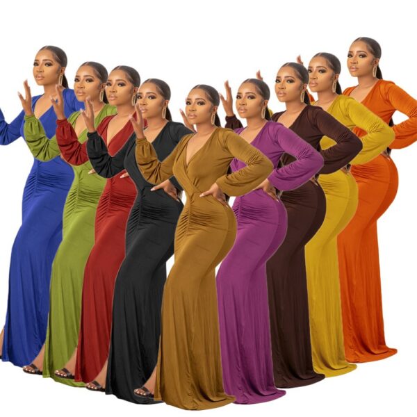 Casual Long Sleeve Solid Color Women's Clothing Dress