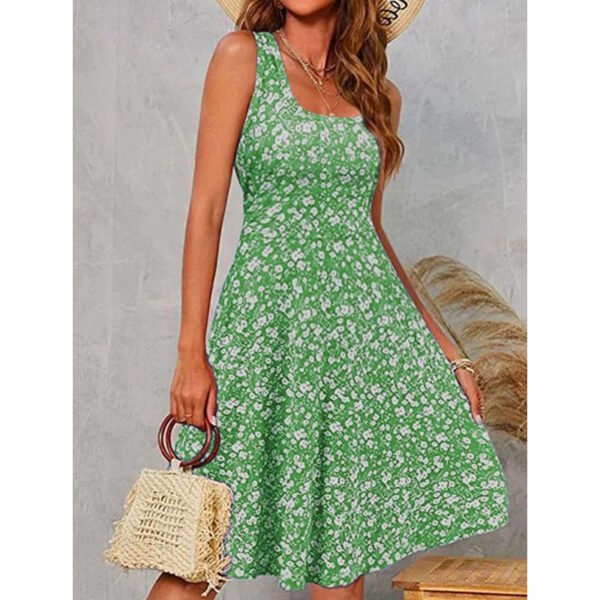 Sleeveless Pullover Round Neck Mid Length Printed Dress - Image 3