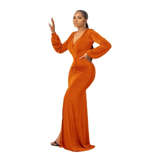 Casual Long Sleeve Solid Color Women's Clothing Dress - Image 6