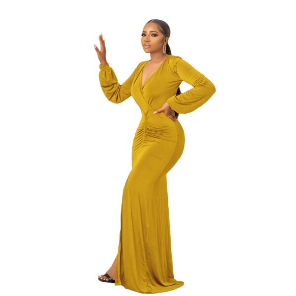 Casual Long Sleeve Solid Color Women's Clothing Dress - Image 2