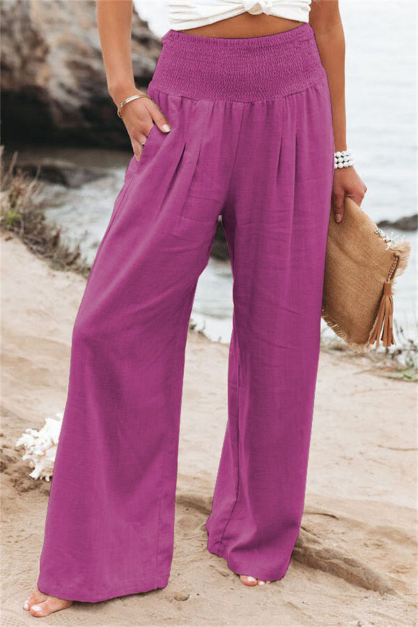 Women's Pants Casual Wide Leg Cotton Linen Loose Trousers - Image 8