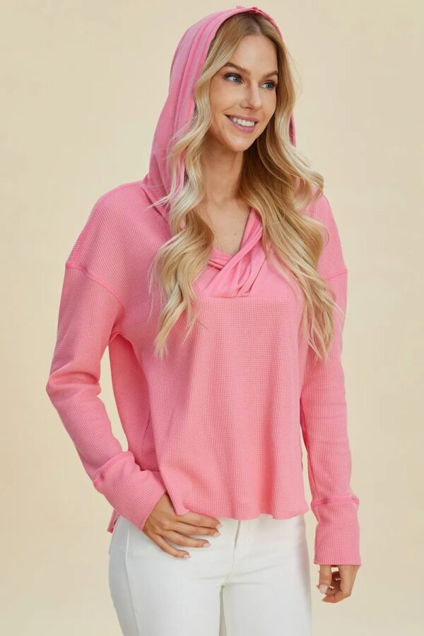 Double Take Full Size High-Low Dropped Shoulder Long Sleeve Hoodie - Image 7