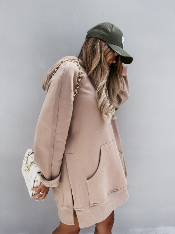 Long Sleeve Solid Color Pullover Hooded Drawstring Sweatshirt Women's - Image 5