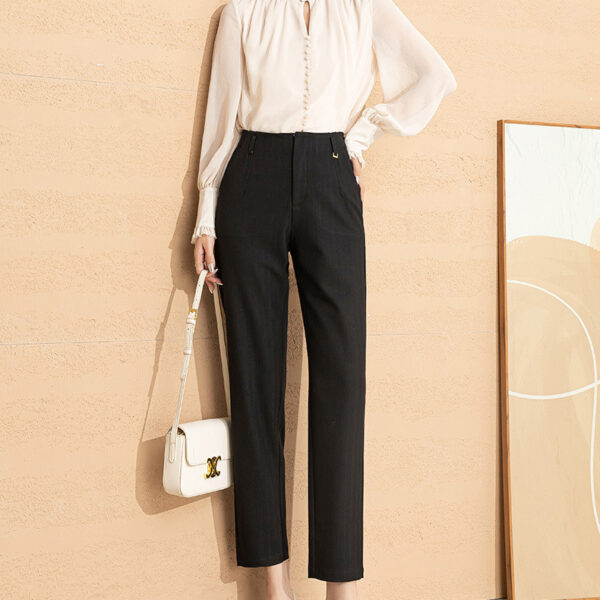Women's High Waist Straight Leg Skinny Draped Western Pants - Image 6